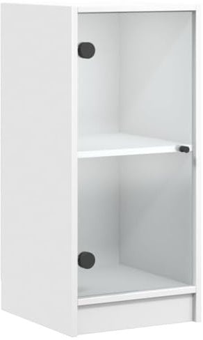 vidaXL Beistellschrank mit Glastüren, Sideboard mit Stauraum, Kommode für Wohnzimmer, Vitrine Anrichte, Modern, Weiß Holzwerkstoff