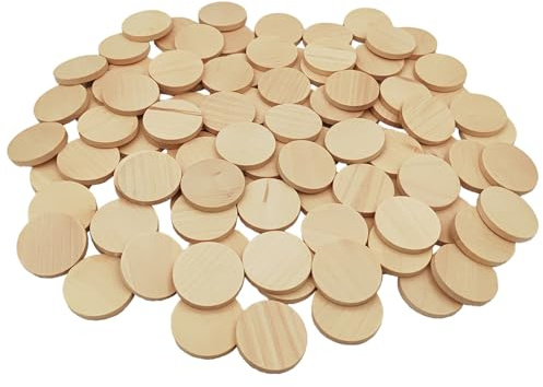 100 pièces Tranches de bois naturel en rondelles de bois vierges, cercles de bois bruts, ornements en bois vierges pour travaux manuels (3,8 cm)