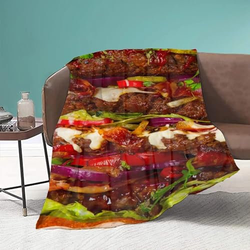 Kuscheldecke Flauschig Salat, Warme Flanell Fleecedecke Wohndecke Sofadecke, Weiche Plüsch Decke Blanket Für Kinder Erwachsene, Wendedecke Wolldecke Tagesdecke 220x240 XXLEssen