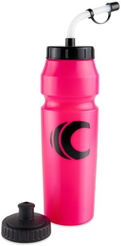 Cannon Sports Sport-Wasserflasche, 1 Liter, BPA-frei, 100 ml, große Öffnung, 2 Deckel (Strohhalm und Drücken), ideal für Helmsportarten wie Hockey, Lacrosse, Fußball, Boxen (Rosa)