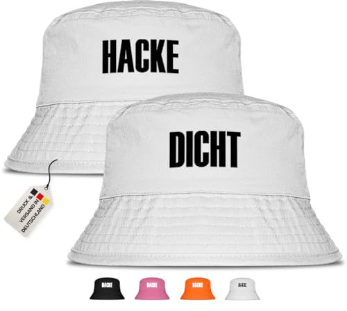 Prozente Momente Hacke/Dicht - Fischerhut Set | Anglerhut | Sonnenhut | Sommer | Malle | lustige Sprüche | OneSize | Malle | Urlaub | Weiß