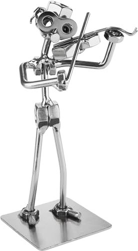 BRUBAKER Schraubenmännchen Geigenspieler mit Geige - Handarbeit Eisenfigur Metallmännchen Violinist - Metallfigur Streichmusiker Dekoration Geschenk für Orchester Musiker