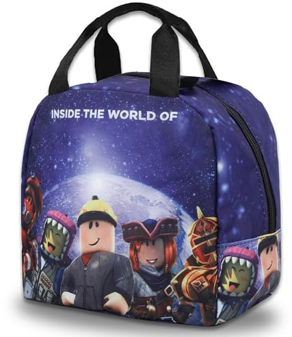 rob 2 Lunch Bag Kids Lunch Box Adults, Reusable Cartoon Insulated Lunch Bag Girls, Boys - Small Foldable Waterproof Lunch Bags for Travel Picnic School Office Outdoor