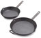 GreenPan x Bobby Flay 2 Piece Set (Includes 8”, 10”) Cast Iron Skillet, Pre-Seasoned PFAS-Free Frying Pan, Pour Spouts, Induction Compatible, Oven, Grill, Indoor/Outdoor, Durable, Black