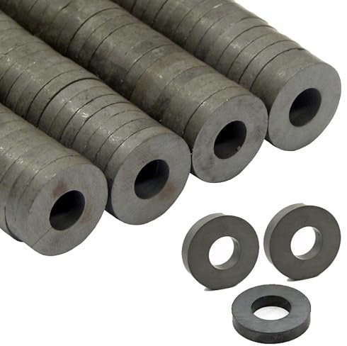 Perlin Magnet Ringmagnete, Ferrit Magnetisch 21mm x 3mm Basteln, Werkeln, Basteln und Dekorieren, Bastelzubehör Donut Form, Farbe Schwarz 100 Stück