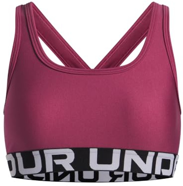 Under Armour Mädchen G Crossback BH, atmungsaktiver Sport BH mit Überkreuzträger und 4-Wege-Stretchstoff, schweißableitendes Sport Bustier,Fuchsia Dusk / / White,YMD