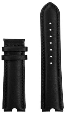 RTRCAGAKM Passend for VERSACE, passend for PALAZO-Armband, passend for Medusa-Uhrenarmband aus gekerbtem Leder, 18 mm, Damen-Uhrenarmband VECQ00418/00118, Damenarmband(Black-no clasp)
