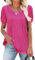 Zeagoo T-Shirt à Manches Courtes et col en V pour Femme Tunique Décontractée d'été Haut Élégant Top Fuchsia XL