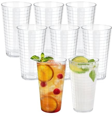 SHAIDOJIO 200ml Kunststoffbecher, Unzerbrechlich Wassergläser aus Kunststoff, Acryl Stapelbar Trinkbecher, Premium Wasser Saftgläser für Party Familie Abendessen Picknick Camping (Transparent, 8pcs)