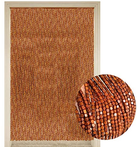 Bead Curtain,Bamboo Beaded Door Curtain ,Beaded Curtain For Doorways Natural Wood and Bamboo Beaded Curtain for Doorway Room Divider,Partition String Beads Curtain Door Screen Panel,Handmade Woven,Wal