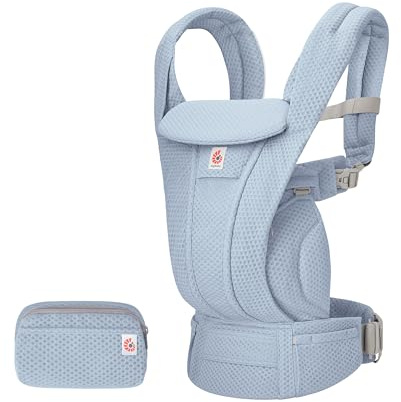 Ergobaby Omni Deluxe Baby Carrier for Newborns to Toddlers 0-48 Months | 4-Position Breathable Mesh Baby Carrier with Ergonomic Support, 7-45 lbs / 3.2-20.4kg, Serene Blue