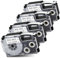 Pristar 4x Schriftband Kompatibel für Casio XR-9WE XR9WE Etikettenband für Casio KL-60 KL-70E KL-100 KL-120 KL-200 KL-300 KL-750 KL-780 KL-820 KL-2000 Beschriftungsgerät, Schwarz auf Weiß, 9mm x 8m