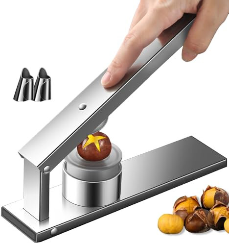 Holzsammlung Taglia Castagne a Croce Acciaio Inox, Tagliacastagne a Pressione, Pinza per Castagne Professionale Chestnut Opener Clip Multifunzione Utensili Cucina per Castagne, Nocciole, Noci ed Altri