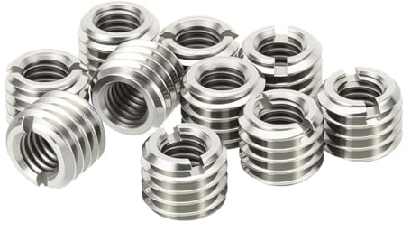 HiPicco 10 dadi riduttori per filettatura, da maschio M8 x 1,25 a M6 x 1 filettatura femmina, in acciaio inox, per riparazioni, dadi da 6 mm di lunghezza