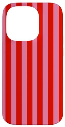 Hülle für iPhone 14 Pro Retro Rosa und Rot gestreiftes geometrisches Streifenmuster