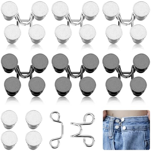 FLEXNOVA 6 Stück Hosen Enger Machen Clip, Hosenbund Hose Enger Machen Clip Waist Knots Tightener Clip Taillenstraffer Hosenverkleinerung Hosenknopf Knöpfe Hosen Hosenclips zum Rock Jeans Enger Machen