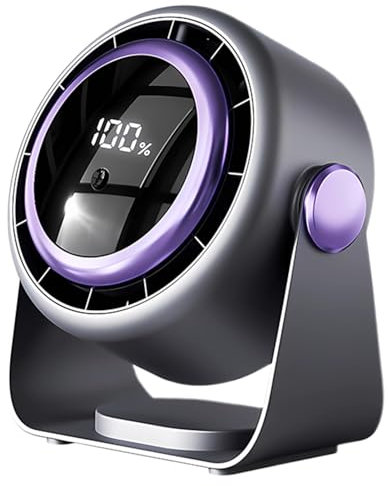 Desk Fan - Clip on Fan | Cool Tech Gadgets | Quiet Portable Touchscreen air cooler with Digital Display | Air Circulator Rotating desktop ventilator | USB Rechargeable air circulator for