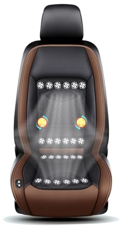 Kühlende Autositzauflage Sitzbelüftung Sitzkühlung mit Massage 12-24V Klima Sitzauflage Fahrersitz Sitzkissen Schonbezug Universal Fit für Auto, SUV, LKW, MPV, 1 Stück (24 Lüfter Braun)