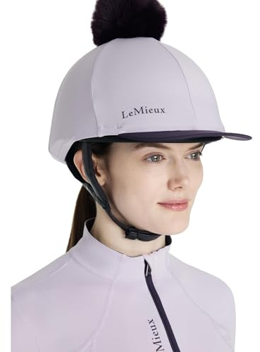 LeMieux Classique Pom Hat Silk - Detachable Faux Fur Pom Pom - Four Way Stretch To Fit Most Equestrian Riding Helmets