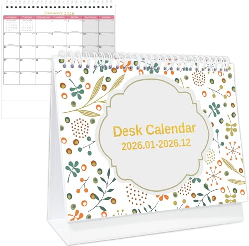 Desk Calendar 2026 - Calendar 2026 UK, Monthly Desktop Calendar (Jul. 2026 - Dec 2026), Standing Flip 2026 Desk Calendar Month to View, Twin-Wire Binding, for School Office Home-Simpify