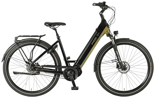 Prophete GENIESSER, E-Bike 28 – AEG Mittelmotor 250W, 220 km Reichweite,7-Gang Nabenschaltung, Hydraulische Scheibenbremsen, TFT Display, Schwarz/Silbergrün