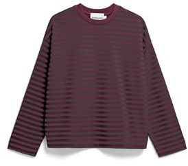 ARMEDANGELS Damen Sweatshirt aus Bio-Baumwolle FRANKAA MAARLEN Stripe Oversized Fit Dark Cranberry-Dark Steel Xs
