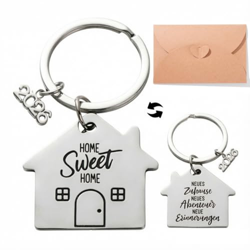 YingMengZhiGe 2 Pcs 2026 Einzugsgeschenke Wohnung,Schlüsselanhänger Haus,Geschenk zum Einzug ins Haus,Neue Wohnung Geschenke,Geschenk Einzug Haus Home Sweet Home 2026