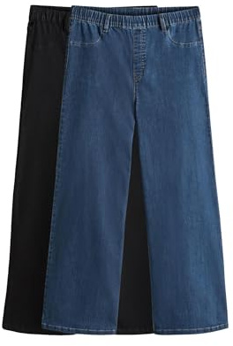 THE SET Damen Denim-Jeggings mit weitem Bein, 2er-Pack