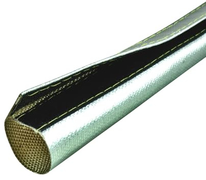 1m Aluminium Hitzeschutzschlauch - 10mm mit Klettverschluss für Leitungen, Schläuche und Kabelbäume - Hitzebeständig bis 600°C