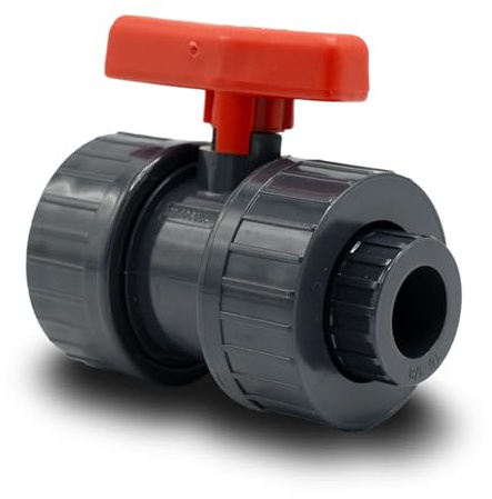 Baumaxxe PVC Kugelhahn 16mm - 2-Wege Absperrhahn Pool - 16 Bar - bm164 | Plimex, 3/8 Zoll, 2x Klebemuffe, Radial ausbaubar, zum Verkleben mit PVC Rohr 16mm, Pool Zubehör für Poolverohrung 16mm