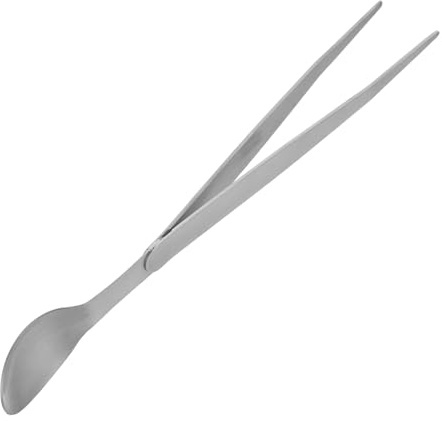Probierlöffel aus Edelstahl 20,5x3x1cm mit Löffelzange | Werkzeug mit Zwei Enden, Rostbeständig, für Vorspeisen und Salatbeläge, Silber