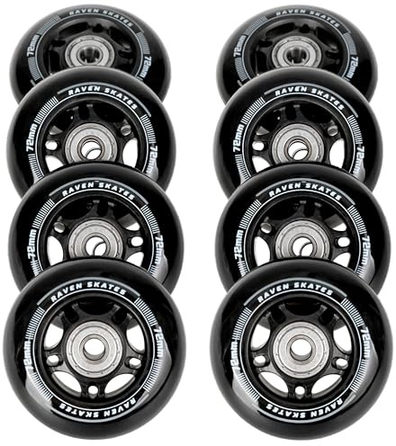 RAVEN Rollen Ersatzrollen für Inlineskates Oxen mit Kugellager Set 8 Stück (90mm)