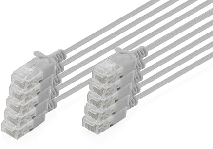 DIGITUS LAN Kabel Cat 6 – 5 m – 10 Stück – Slim – U/UTP – Grau | 1 Gbit/s – Ungeschirmt – PoE+ – AWG 32/7 – LSZH – RJ45 Netzwerkkabel Patchkabel – Kompatibel zu Cat 6A und Cat 7