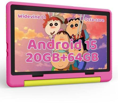 Whitedeer Kids Tablet 10 Inch, Android 15 Tablet for Kids With 20GB+64GB+1TB, Advanced Security, Octa-Core, Face ID, 8MP Multi-Function Camera, Parental Control, 5G WiFi 6, BT 5.3, Pink
