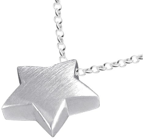 Vinani Anhänger Stern klein schlicht mattiert mit Erbskette 45 cm Sterling Silber 925 Kette Italien AMS-T45