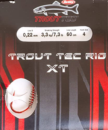 Berkley Ami da Pesca Legati Con Filo Fluorocarbon Trout Tec Rigs XT 60 cm Größe 6 Durchmesser 0.22 mm Bis zu 3.3 kg-7.3 lb Amo Trota Lago Mare Surfcasting