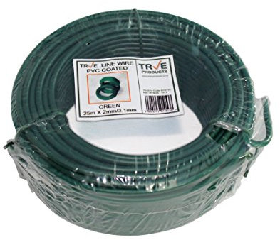 True Products Tension Straining Line Wire Coil Green PVC Coated for Fencing 3.1mm x 25m Long
