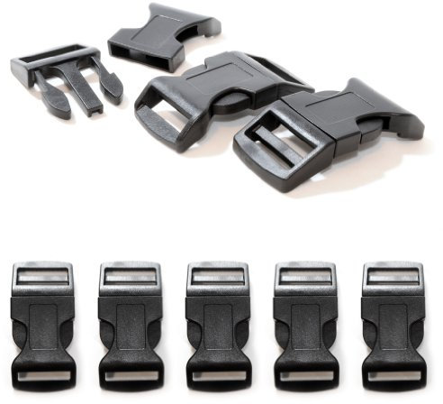 Ganzoo Klickverschluss aus Kunststoff im 5er Set, Klippverschluss/Steckschließer/Steckverschluss für Paracord-Armbänder, Hunde-Halsbänder, Rucksack, Farbe: schwarz