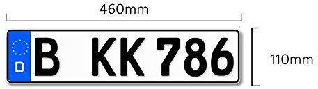 1 Euro-Kennzeichen | Kfz Kennzeichen DIN-zertfiziert für Deutschalnd (460x110 mm)