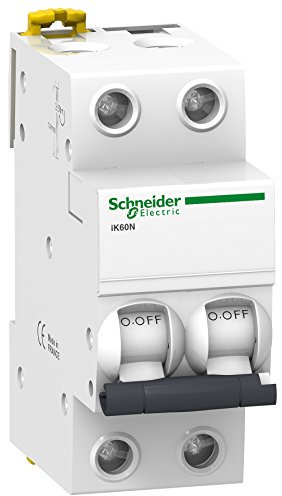 Schneider Electric A9K17232 IK60N Interruptor Automático Magneto Térmico, 2P, 32A, Curva C, 78.5mm x 36mm x 85mm, Blanco