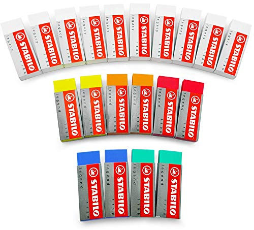 STABILO Legend Kunststoff-Radiergummi, 2 von jeder Farbe + 10 weiß, 20 Stück