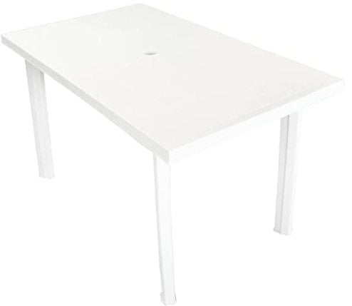 vidaXL Mesa Jardín Mueble Comedor Mobiliario Patio Terraza Exteriores al Aire Libre Balcón Tablero Cocina Salón Cena Restaurante Blanca
