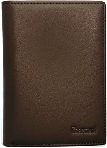 Charmoni - Max - Grand Portefeuille - Portefeuille Homme - Anti piratage Protection RFID Blocage - 4 Volets - Cuir Vachette - 22 Carte Bleu - Rangement complèt (Cuir Vachette, Marron)