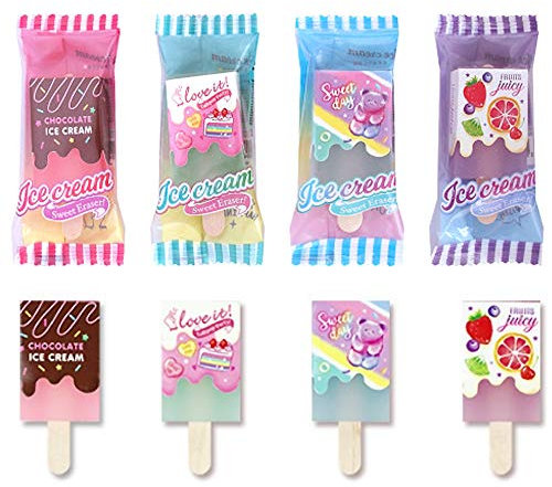 Radiergummi-Set mit süßem Eis, 4 Stück