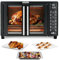 Gourmia Toaster Oven Air Fryer Combo 17 fonctions de cuisson 1700W porte française numérique 24L capacité accessoires, gril, plaque de cuisson, livre de recettes GTF7460, Noir