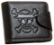 YJacuing Anime One Piece Straw Hat Pirates Jolly Roger Leathercraft Wallet, Schwarz, Medium, Faltbare Brieftasche