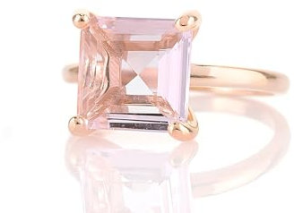 Bijoux pour Elle - Bague en Quartz Rose en Or Rose 14k - Bague de Fiançailles Rose pour Femme, Bague d'Amour, Bague d'Anniversaire avec Boîte à Bijoux
