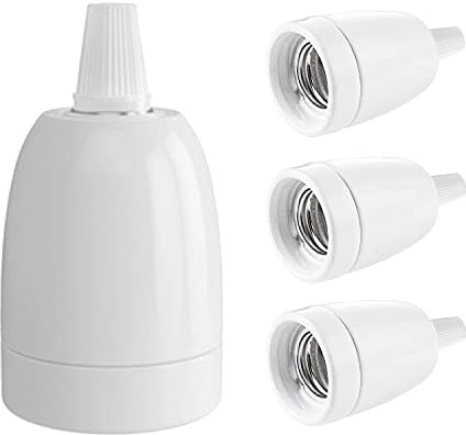 Moderne Porzellan-Keramik-Lampenfassung, E27-Sockel, E27-Lampenfassung mit Kordelgriffen, kann für DIY-Kronleuchter, Dekoration von Wohnzimmer, Küche, Zimmer, Büro verwendet werden (weiß), 4 Stück