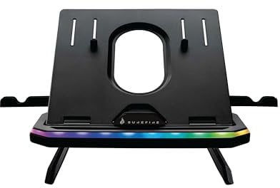 Surefire Portus X1 Gaming Laptop Stand, Notebook Stand Height Adjustable with RGB Lighting, Holder for 10, 17.3 Inch Laptops, Tablet Riser with Ventilation for Desk