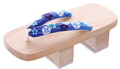 Kawaii-Story K-G-26-1 Blau Sakura Blumen Helles Holz Japan Geta doppel Absatz Sandale Tabi Kimono Geisha (numeric_40)